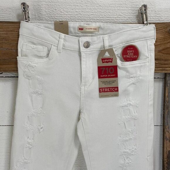 $69 Levi’s710 White Distressed SuperSkinny Jeans NWT - Picture 7 of 8